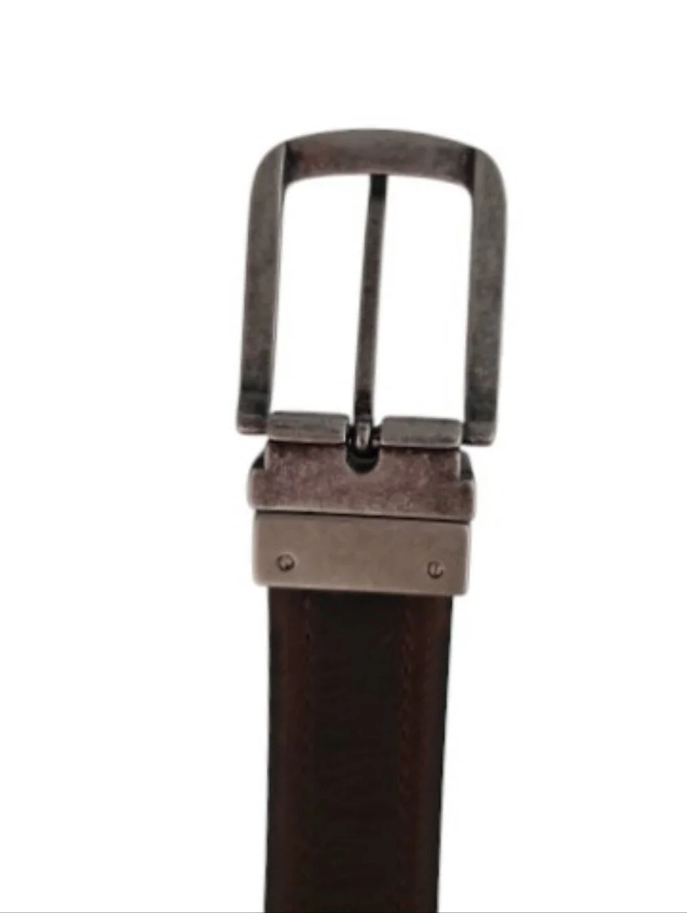 Columbia Reversible Leather Belt Men 38 Black Brown Silver Buckle Casual Neutral